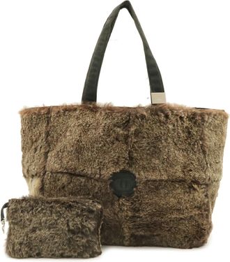 Chanel Black Brown Lapin Suede Handbag Pouch Tote Bag (Pre-Owned)
