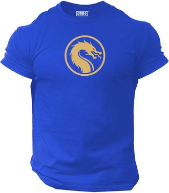 Generic Dragon T Shirt Gym Clothing Bodybuilding Training Workout Exercise Fitness Boxing MMA Top (UK, Alpha, M, Regular, Regular, Blue)