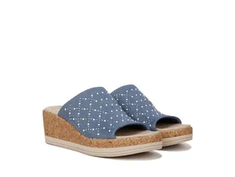 Bzees Royal Wedge Sandals Womens Sandals Blue Shimmer : 9.5 M, Textile