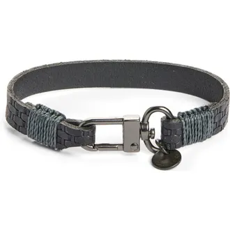 Caputo & Co. Mens Basketweave Embossed Leather Bracelet in Black at Nordstrom Rack