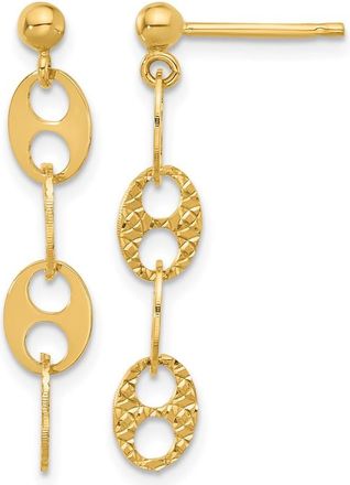 Diamond2Deal 14K Yellow Gold Textured Fancy Link Drop Dangle Earrings
