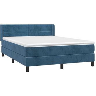 vidaXL Cama Box Spring Con Colch&oacute;n Terciopelo Azul Oscuro 140x200 Cm Vidaxl