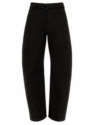 Christophe Lemaire Neutrals Twisted High-Waisted Cotton Cropped Pants