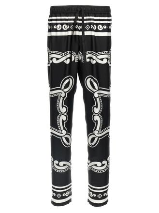 Dolce & Gabbana BlackWhite Silk pants