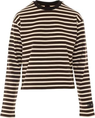 Pinko Gestreepte Longsleeve T-shirt - Dames - Longsleeves - Bruin - M - Tops