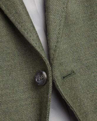 CHARLES TYRWHITT Wool Texture Twill Jacket - Moss Green Size 36R by Charles Tyrwhitt
