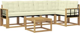vidaXL Conjunto De Sof&aacute;s De Exterior 6 Uds. Blanco Y Crema Vidaxl