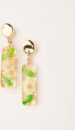Fat Face FatFace Green Resin Flower Drop Earrings
