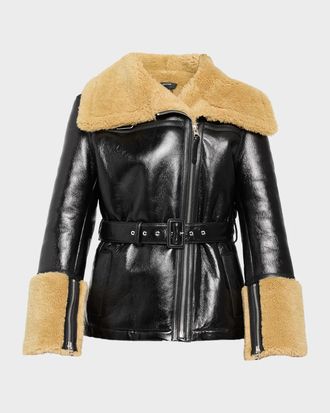 Mackage Eileen Shearling and Leather Moto Jacket