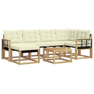 vidaXL Conjunto De Sof&aacute;s De Exterior Con Coj&iacute;n 7 Pcs Blanco Y Crema Vidaxl
