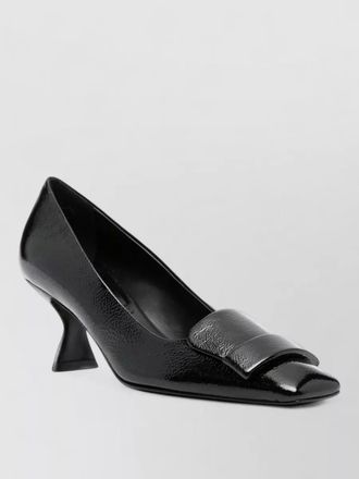 Sergio Rossi patent leather square toe kitten heel pumps