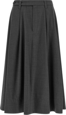 Brunello Cucinelli Grey Solid Midi Skirt