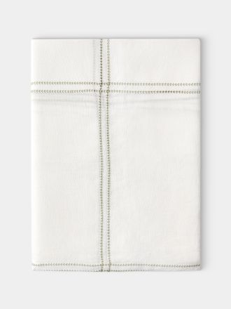 Volga Linen Botanical Double Hem-Stitch Linen Check Rectangular Tablecloth (157.5in/4m)