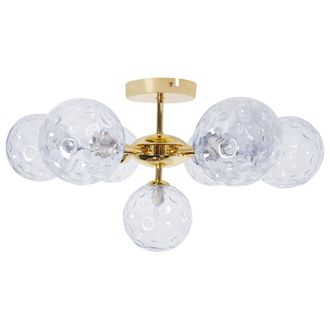 Beliani Beliani - L&aacute;mpara De Techo Moderna Vidrio 7 Luces Met&aacute;lica Redonda Colgante Azul Y Oro Anadyr