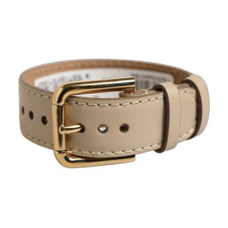 Dolce & Gabbana Leren Riem met Gouden Gesp - Dames - Accessoires - Beige - Maat: ONE Size Leer