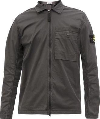 Stone Island Supima Cotton Shirt Jacket Charcoal 761512619-V0065