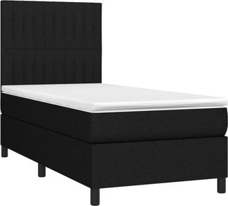 vidaXL Cama Box Spring Colch&oacute;n Y Luces Led Tela Negro 80x200 Cm Vidaxl