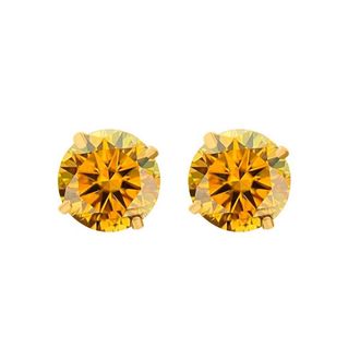 Mauli Jewels 2.50Ct 14K Gold GRA Certified D-VVS1 Round Yellow Diamond Red Moissanite Diamond Screw Back Studs Earrings for women