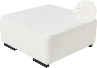 Beliani Beliani - Ottomana moderna quadrata in tessuto boucle 80 x 80 x 35 cm Soggiorno Bianco Lungo
