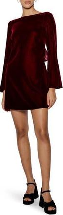 Nobody's Child Joelle Bow Back Long Sleeve Velvet Minidress in Dark Red at Nordstrom Rack, Size 10