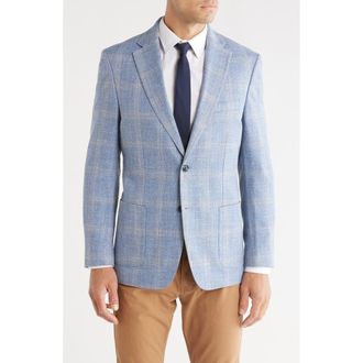 Tommy Hilfiger Windowpane Notch Lapel Sport Coat in Light Blue at Nordstrom Rack, Size 42 Long