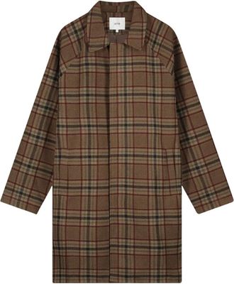 Arte Cappotto Check Plaid - Heren - Mantel - Bruin - L - Jassen