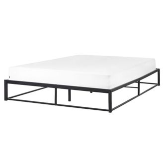 Beliani Cama Industrial Moderno Marco De Metal Doble Listones Incorporados Sin Reposacabezas 160 X 200 Cm Negro Viry