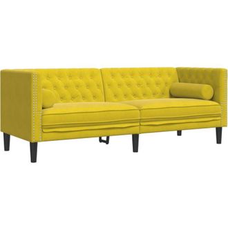 vidaXL Vidaxl - Sof&aacute; Chesterfield 3 Plazas Con Cojines Terciopelo Amarillo