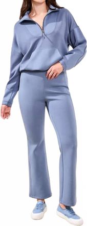 Tribal Fancy Rib Pull-On Flare Pant In Slate Blue