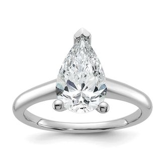 Diamond2Deal 14k White Gold 2 Ct Lab Grown Diamond Pear Solitare Engagement Ring