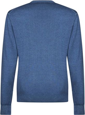 Etro Mens Crewneck Wool Sweater Mid Avio Blue