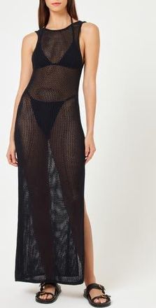 L*Space Villa Nova Open Stitch Cotton Cover-Up Tank Dress in Black at Nordstrom Rack, Size X-Large