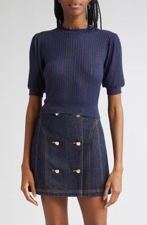 Ulla Johnson Gemma Rib Top in Midnight at Nordstrom Rack, Size X-Large