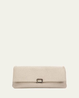 Brunello Cucinelli Medium Woven Raffia Clutch Bag