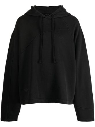 Five CM logo-embroidered cotton hoodie - Black