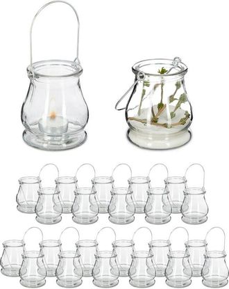 Relaxdays Relaxdays - Set of 96 Lanterns, Decorative Candle Holders for Outdoors & Indoors, h x d: 10 x 8.5 cm, Glass, Transparent