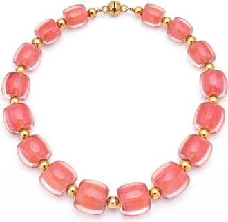 Gold & Honey Womens For Brunch Beaded Lucite Necklace In Watermelon