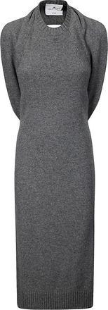 Courr&egrave;ges Lamswollen Midi Jurk Multi-Styling - Dames - Kleedjes - Grijs - M - Wol - Kleedjes