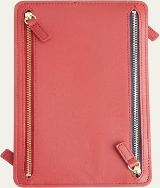 Royce Leather Monogrammed Leather RFID Blocking Foup Zip Travel Organizer