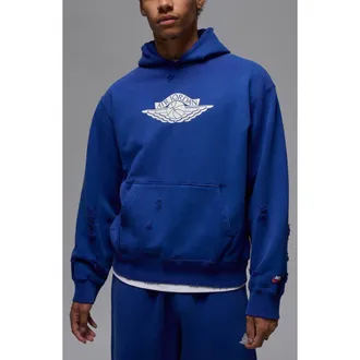 Nike Jordan Rare Air Oversize Distressed Pullover Hoodie in Deep Royal at Nordstrom, Size Xx-Large