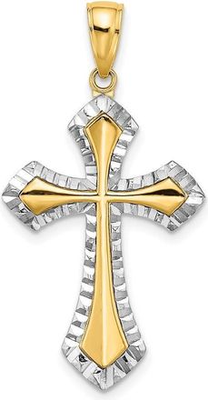 Diamond2Deal 14k Yellow Gold Rhodium Diamond-Cut Reversible Cross Charm