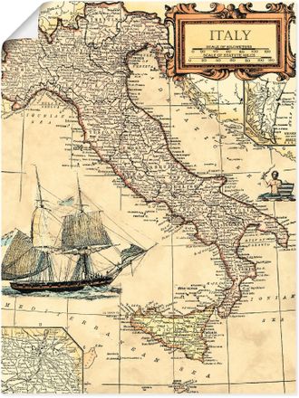 Artland Wandbild »Italienkarte« Landkarten 1 Stk. tlg. als Leinwandbild, Poster in verschied. Grössen