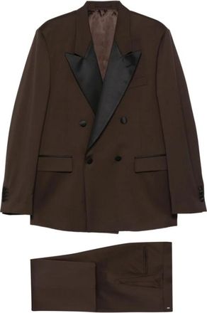 Lardini Double-breasted pak - Heren - Business pakken - Bruin - M - Wol - Kostuums
