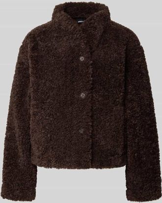 Gina Tricot Jacke aus Teddyfell mit Stehkragen Modell Pile in Dunkelbraun, Gr&ouml;&szlig;e M