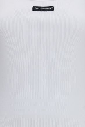 Dolce & Gabbana Womens Tank Top Ribbed Logo White Cotton Optical
