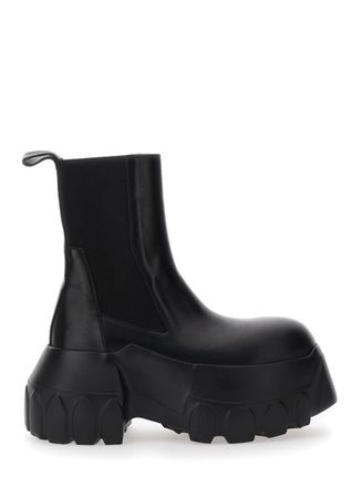 Rick Owens Beatle Mega Tractor Black Boots With Oversized Platform In Leather Woman