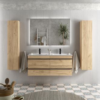 Cygnus Bath Mueble De Ba&ntilde;o Born 120 Cm Roble Con Perfil De Tirador Con Lavabo