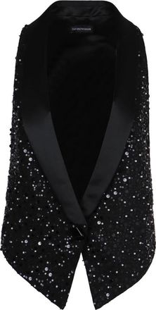 Emporio Armani Georgette Gilet met All-Over Kralen en Pailletten - Dames - Gillet - Zwart - XS - Pailletten - Kostuums