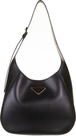 Prada Leather Shoulder Bag With Triangle Logo