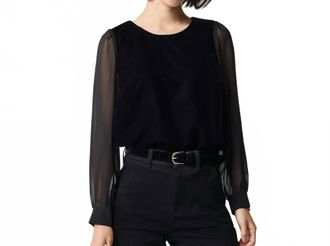 J.crew Velvet Puff-Sleeve Top In Black